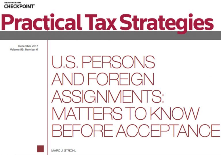 Thomson Reuters Practical Tax Strategies featuring Marc J. Strohl in December 2017 issue